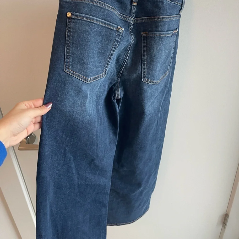 7 for All Mankind Blue Dark Wash Wide Leg Jeans